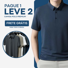 [PAGUE 1 LEVE 2] - Camisa Polo Ultra Fresh Seda Gelo + Relogio de Brinde