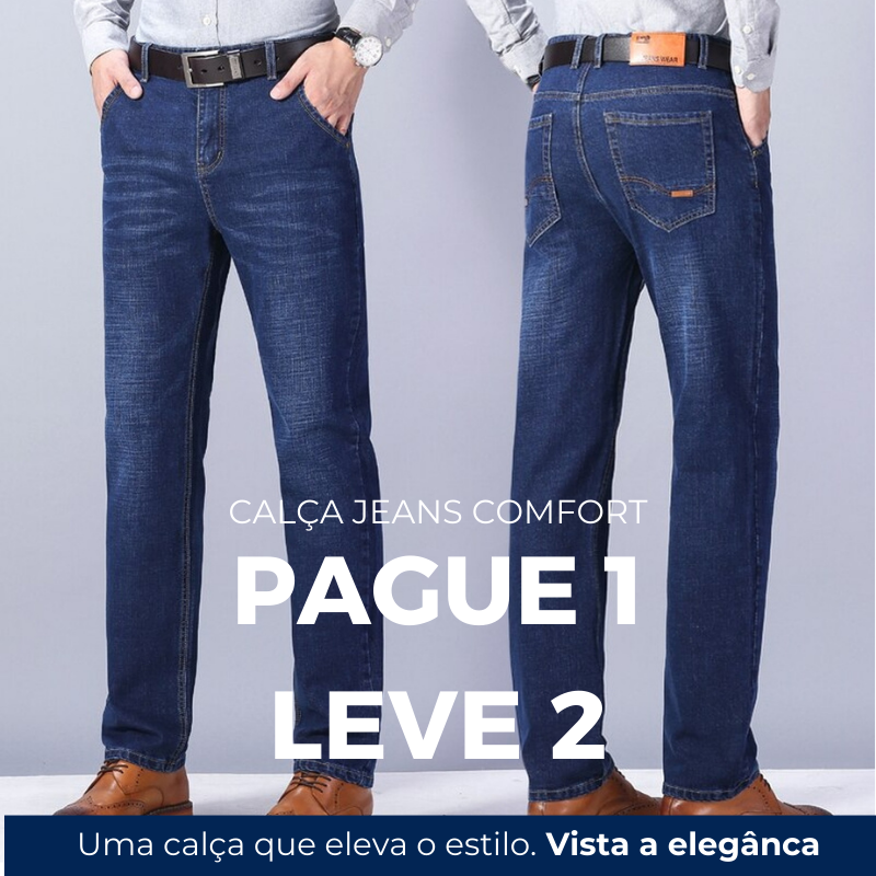 Pague 1 Leve 2 | Calça Jeans® Comfort Flex + Brinde Cinto Masculino