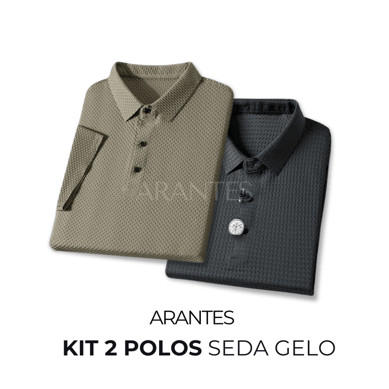 Camisa Polo Seda Gelo Elegante [ Não Amassa] + Relogio de Brinde